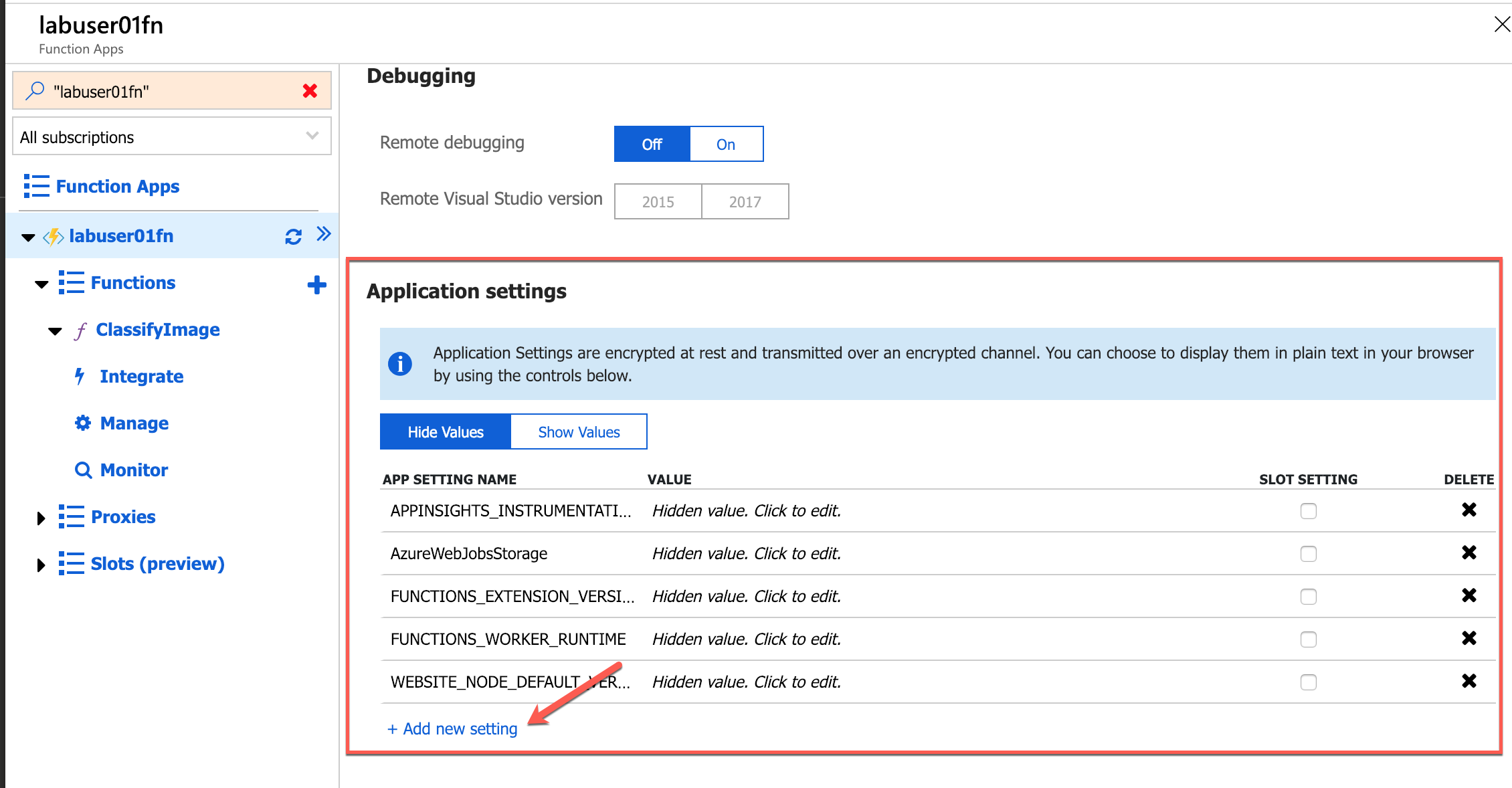 Adding application settings