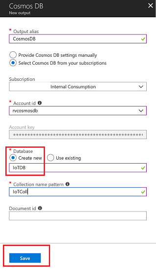 Select Cosmos DB Account_