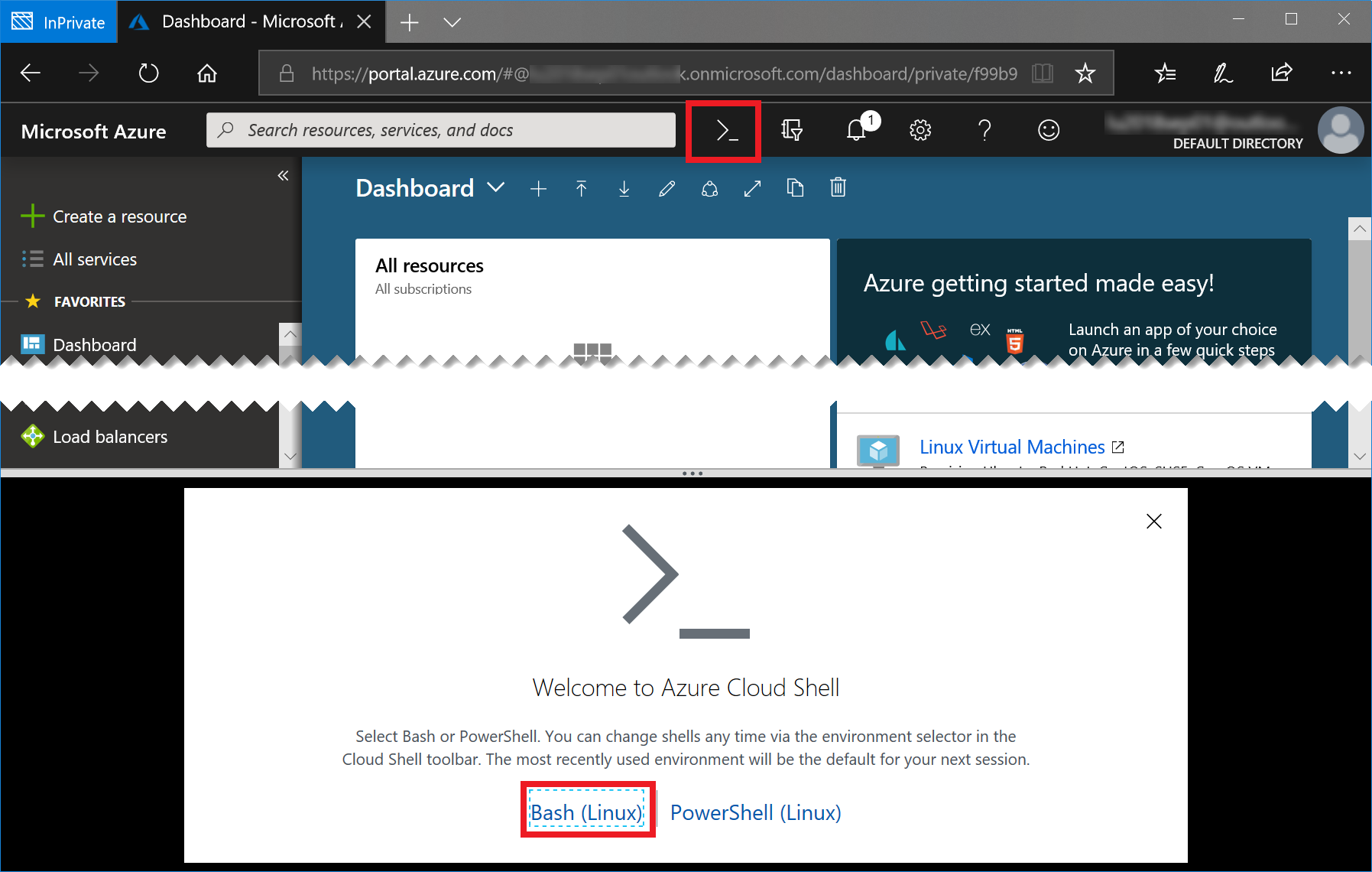 Start Azure Cloud Shell