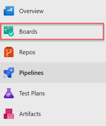 Azure Boards menu